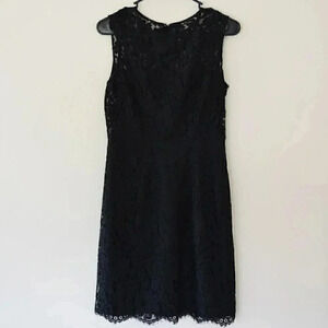 EVA MENDES New York & Company Date Night Black Lace Dress with Bows Size 2